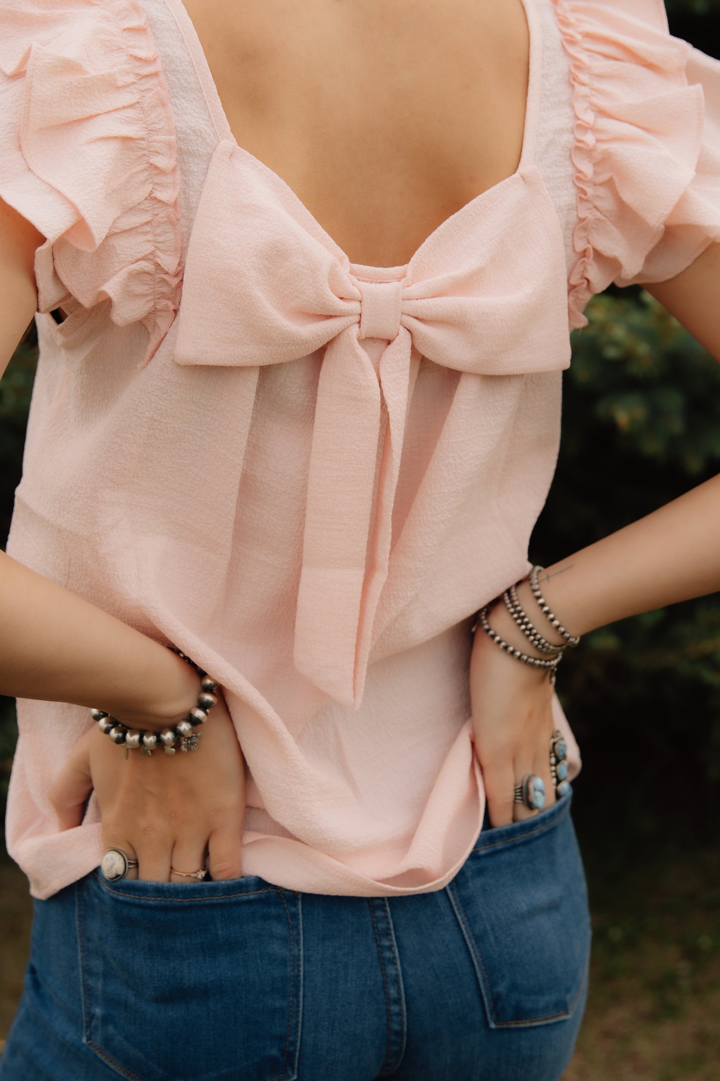 Pink Textured Bow Top