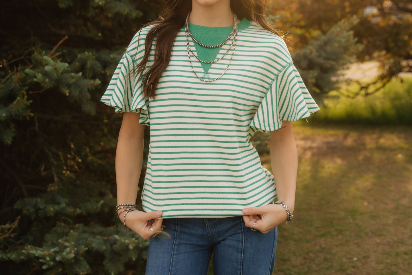 Green Striped Top