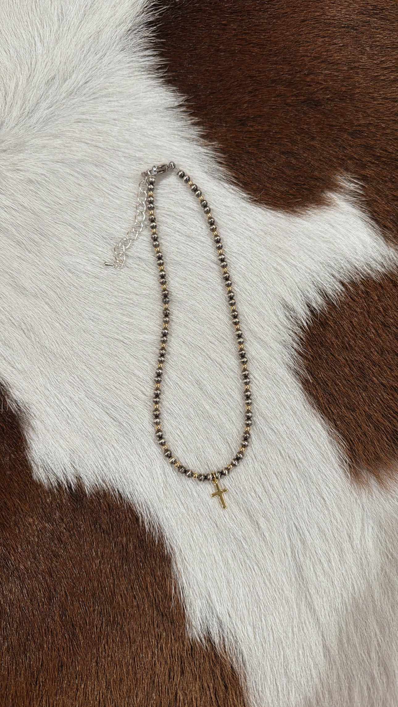 Mixed Metals Cross Necklace