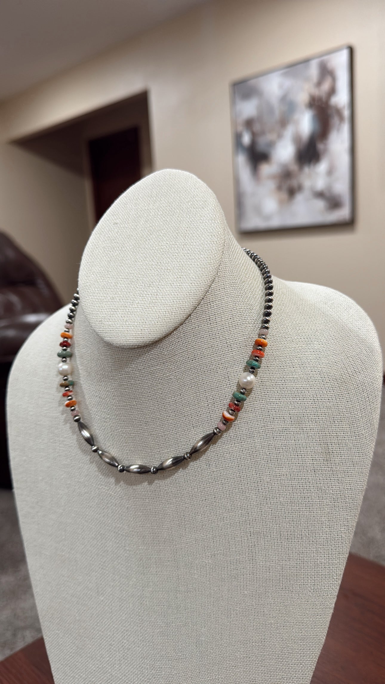 14" Pink Opal/Orange Spiny/Red Spiny/Turquoise/Freshwater Pearls