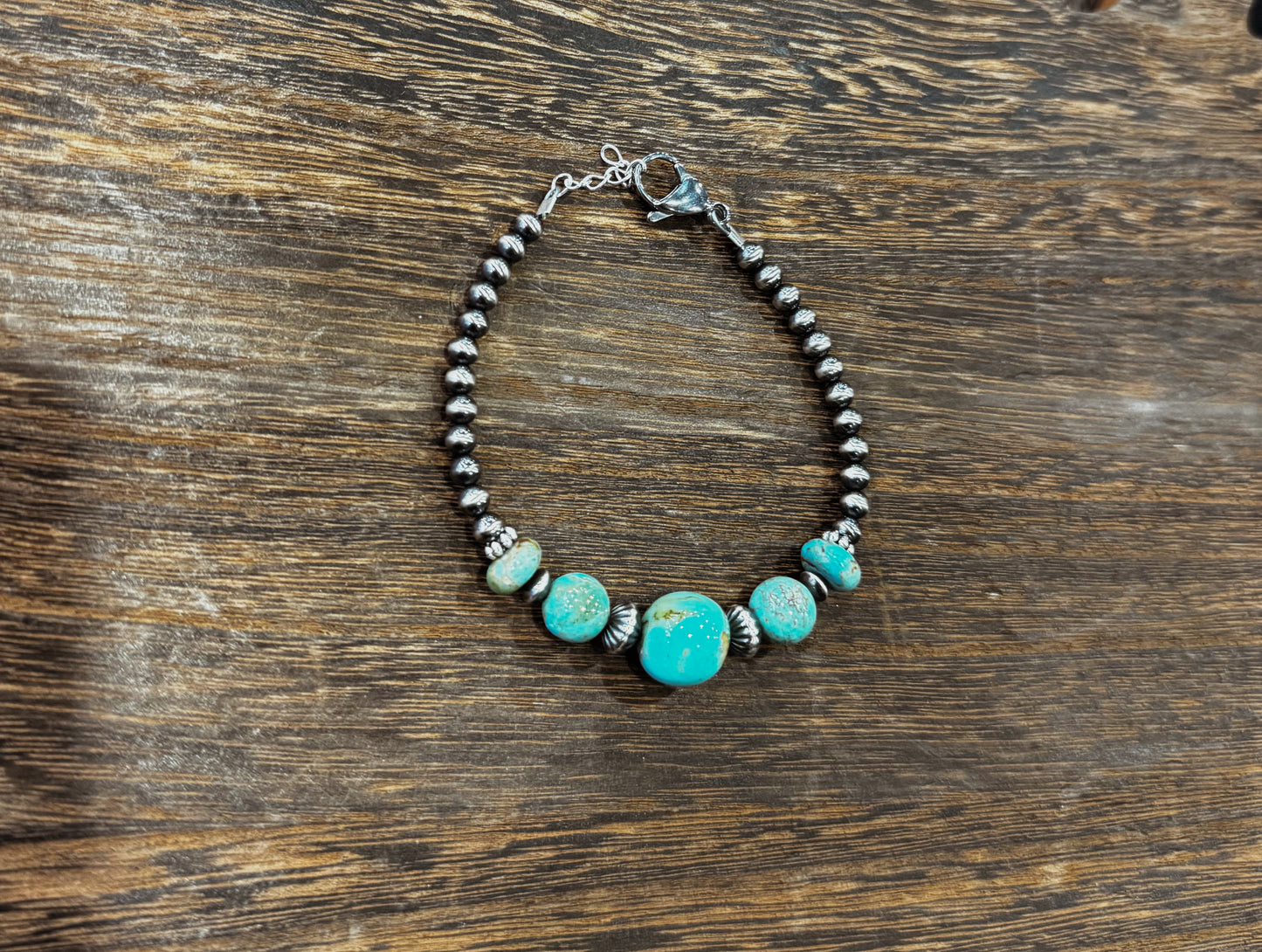 4mm & Saucer Turquoise Bracelet