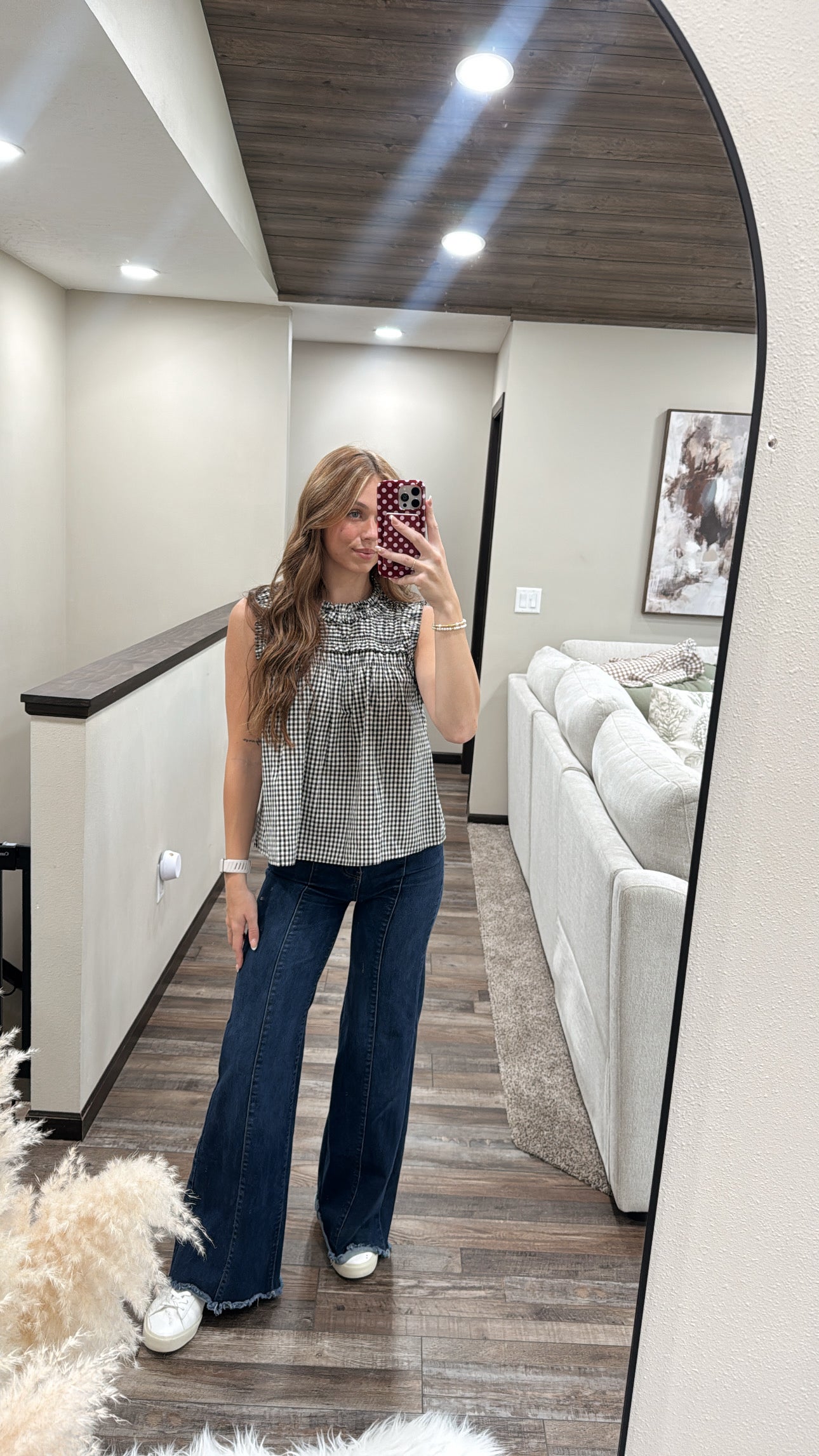 Gingham Ruffle Blouse