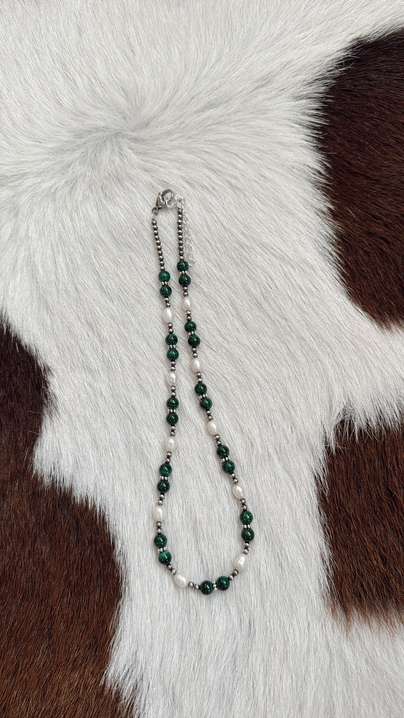 16" Green Malachite & Freshwater Pearls