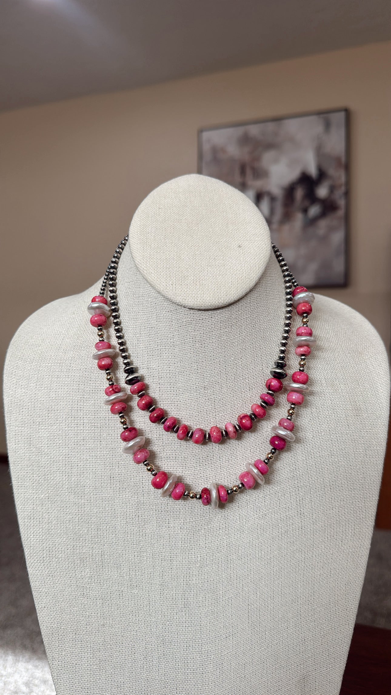 16" Rose Opal & Freshwater Pearls