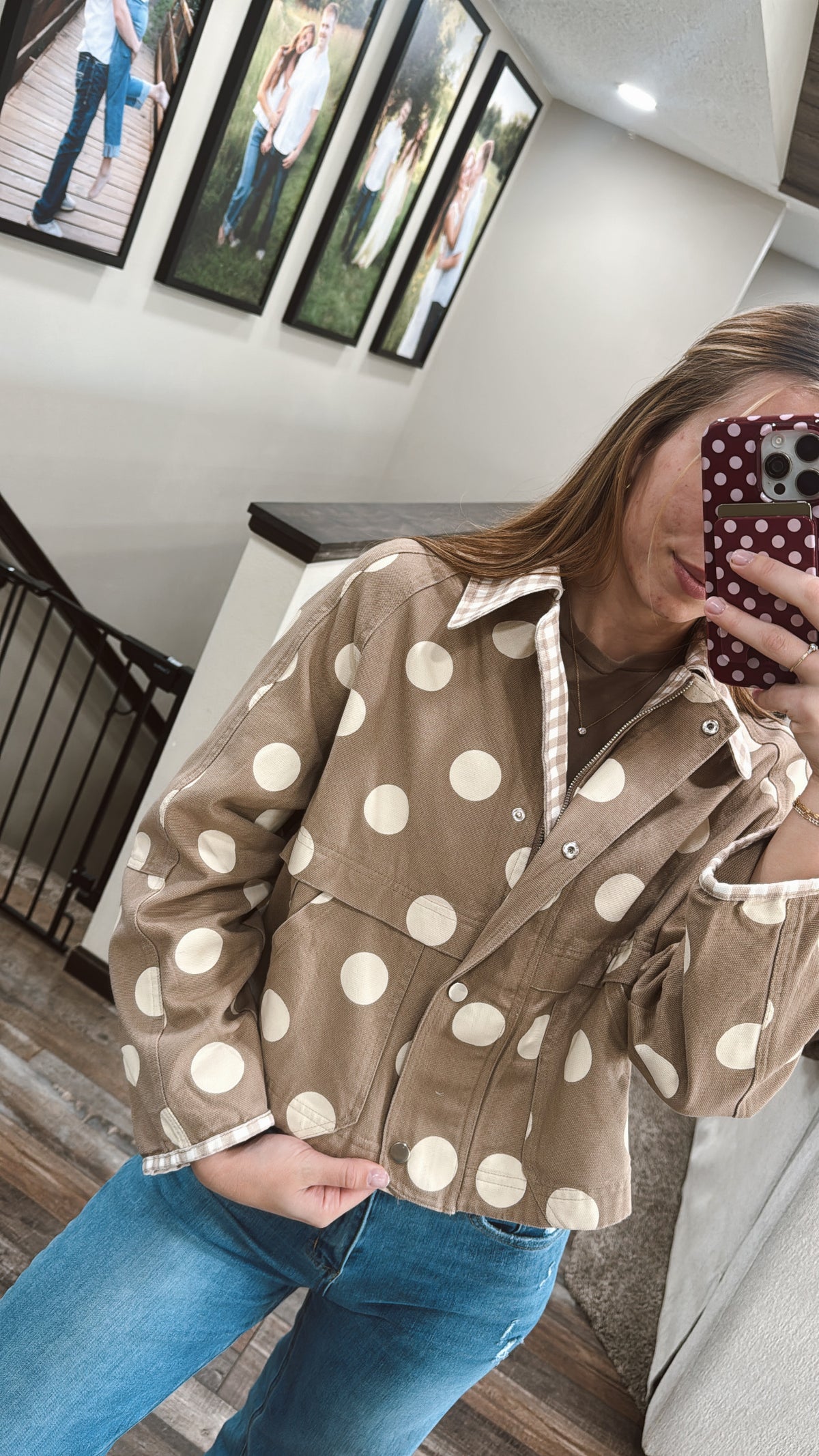 Polka Dot Canvas Fall Jacket