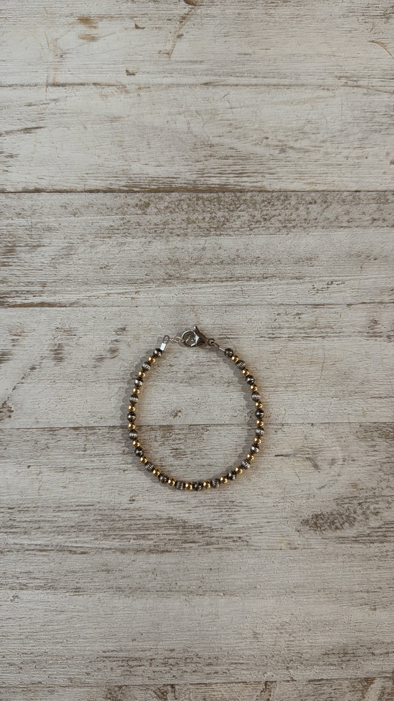 4mm Mixed Metals & Corrugated Rounds Bracelet