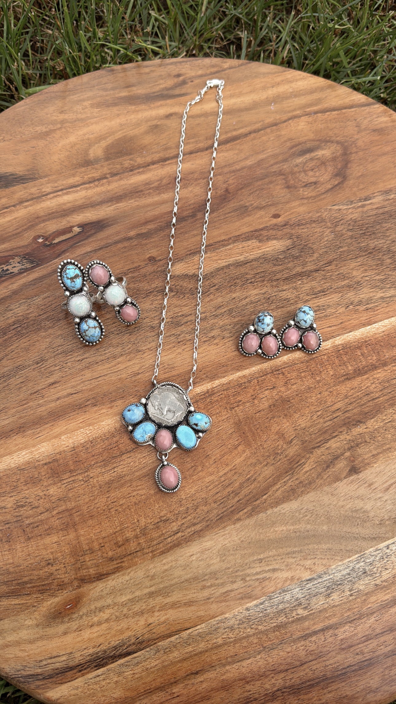 18" Golden Hills & Pink Opal Necklace