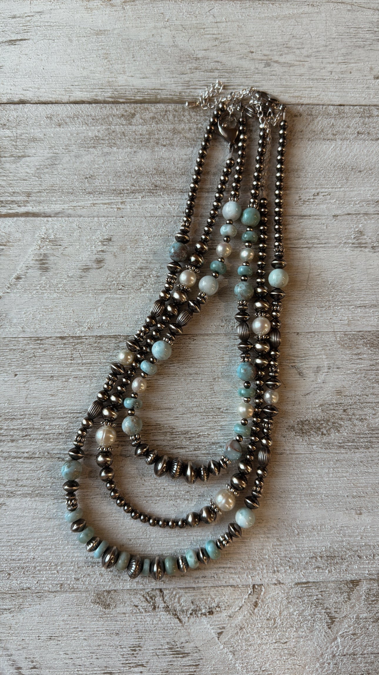14" Blue Larimar & Freshwater Pearls
