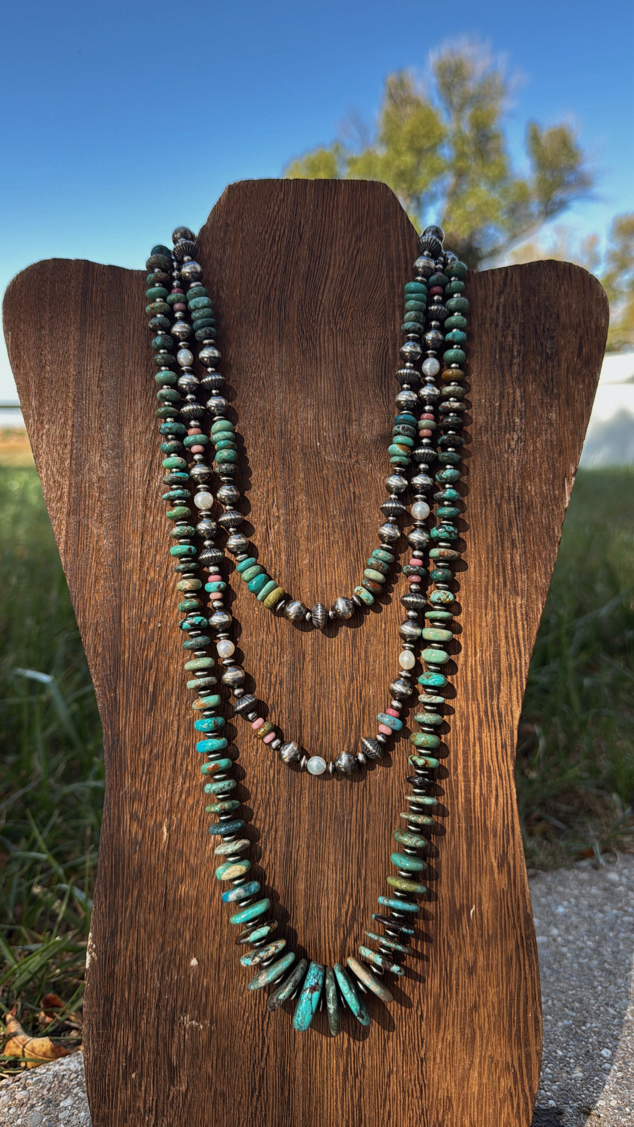 18" Turquoise/Pink Opal/Freshwater Pearls