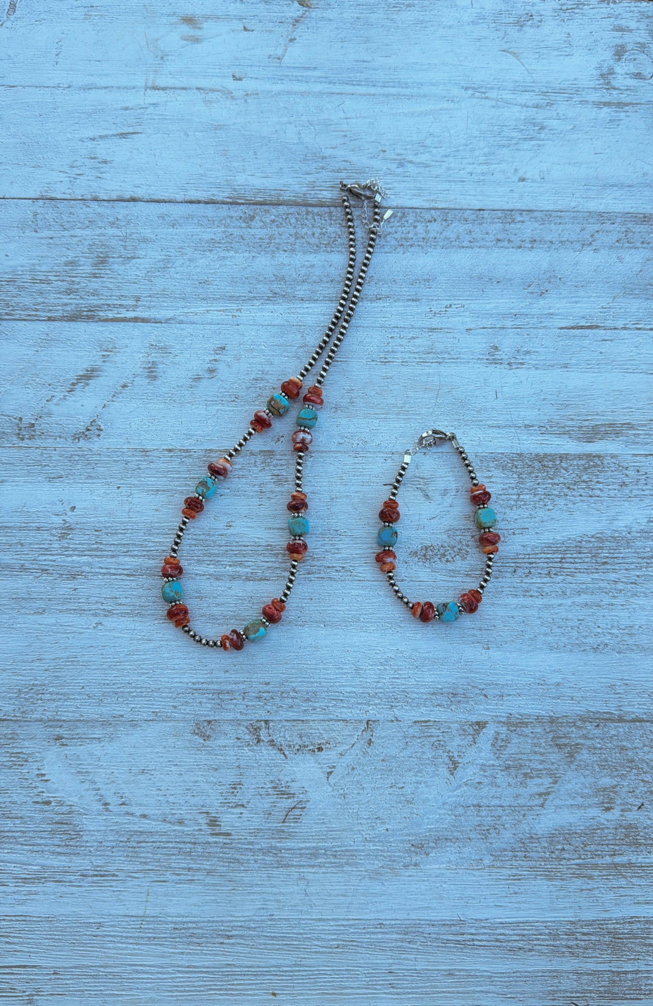 Turquoise/Red & Orange Spiny Bracelet