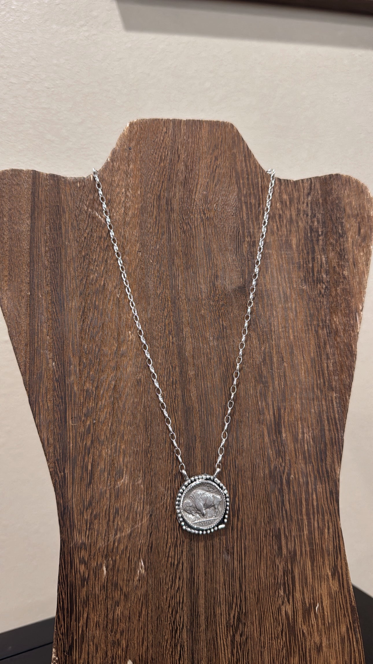 18" Buffalo Coin Necklace w/ Rolo Chain