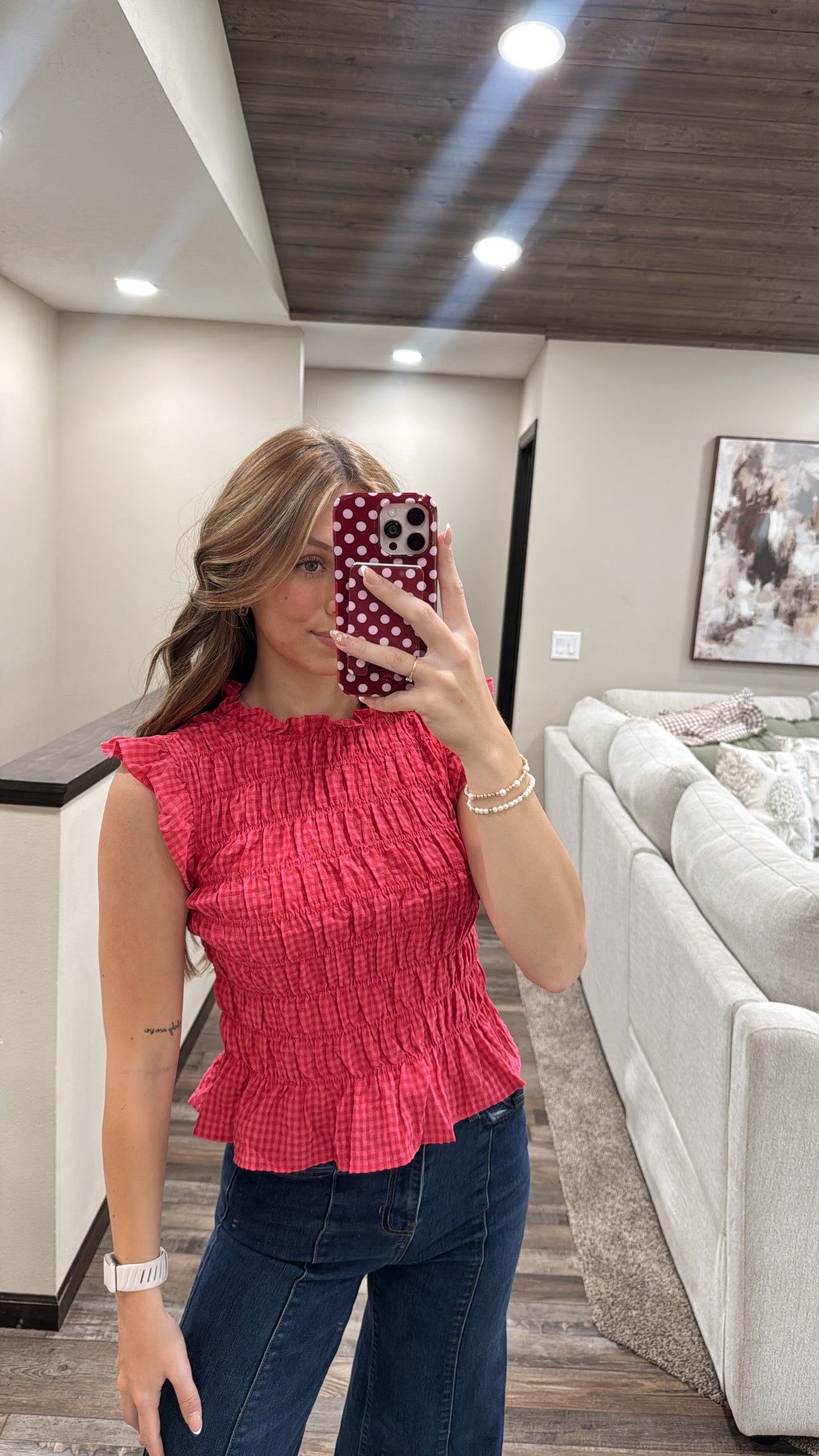 Pink Gingham Tank
