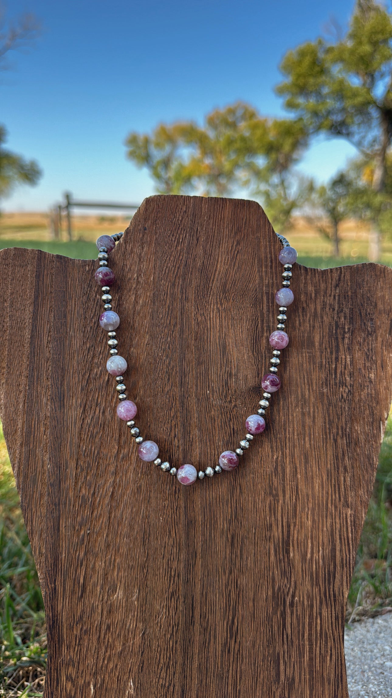 14" Pink Tourmaline & Lepidolite