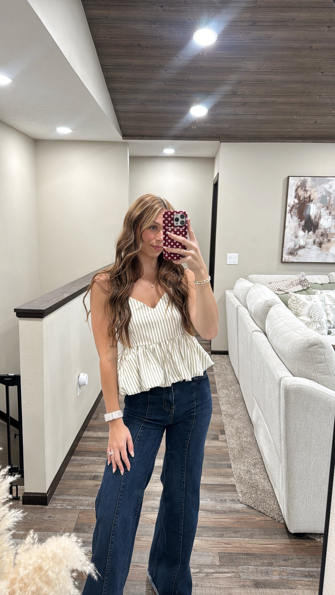 Stripe Printed Ballon Bottom Top