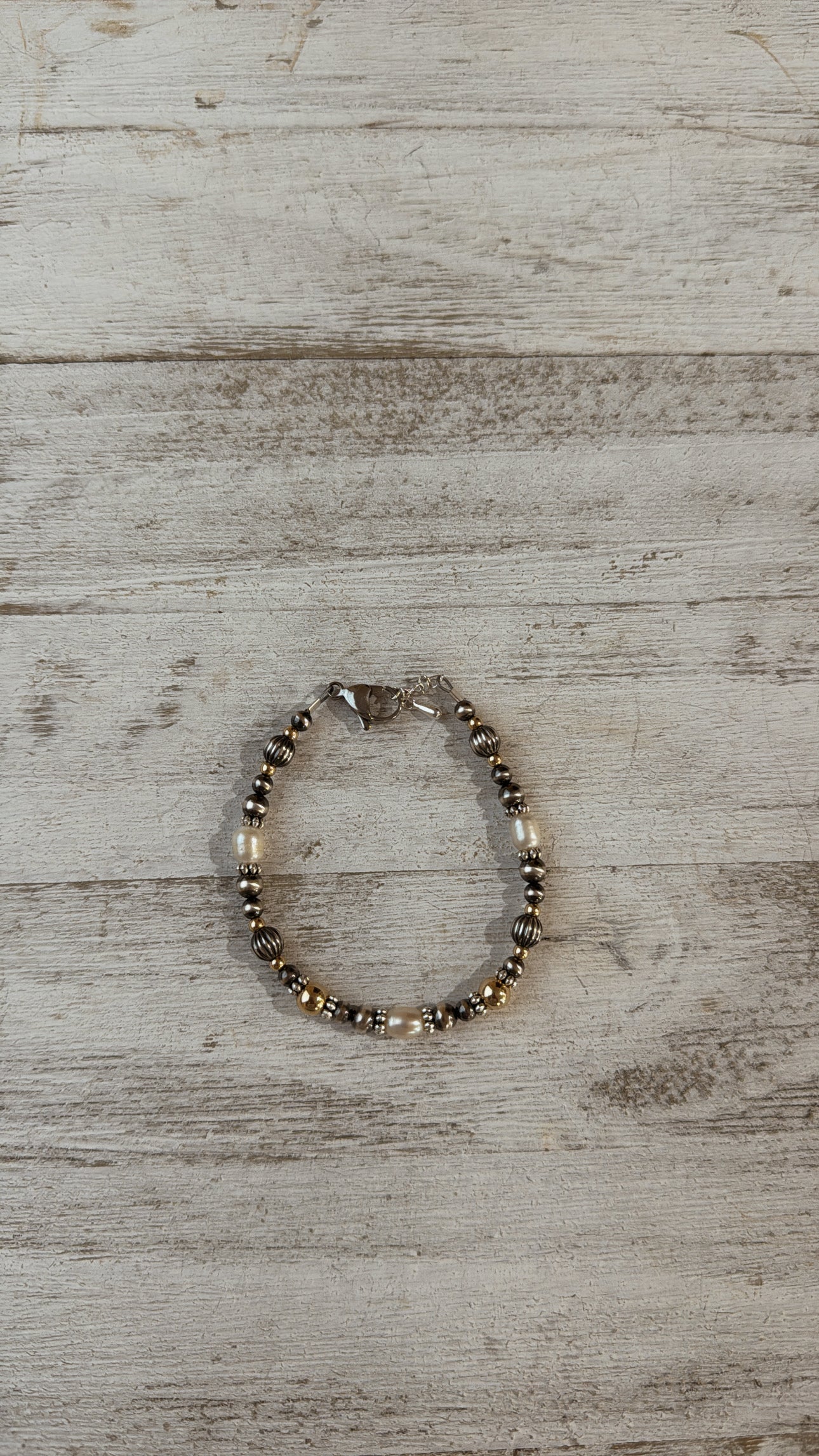 Mixed Metals & Freshwater Pearl Bracelet
