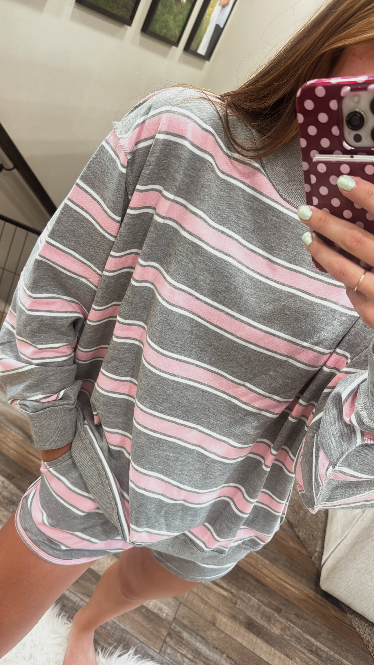 Stripe Print Drawstring Shorts