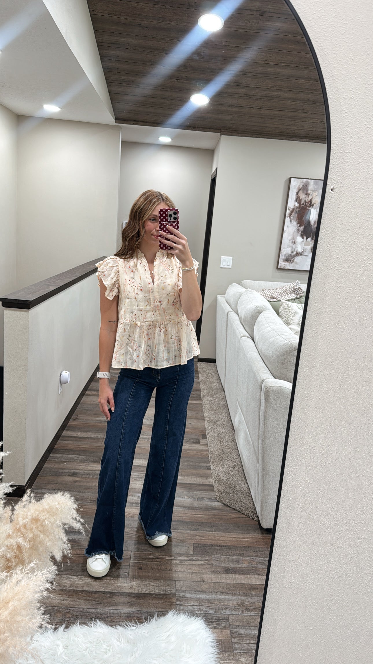 Floral Ruffle Sleeve Top