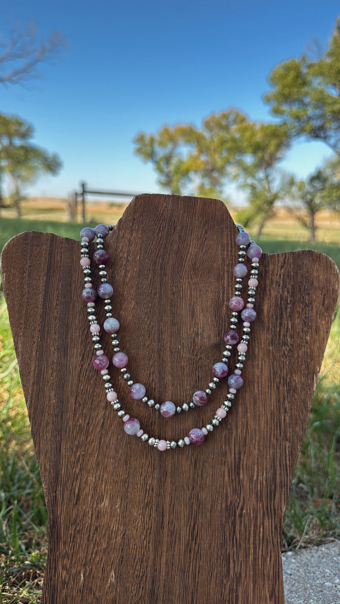 14" Pink Tourmaline & Lepidolite