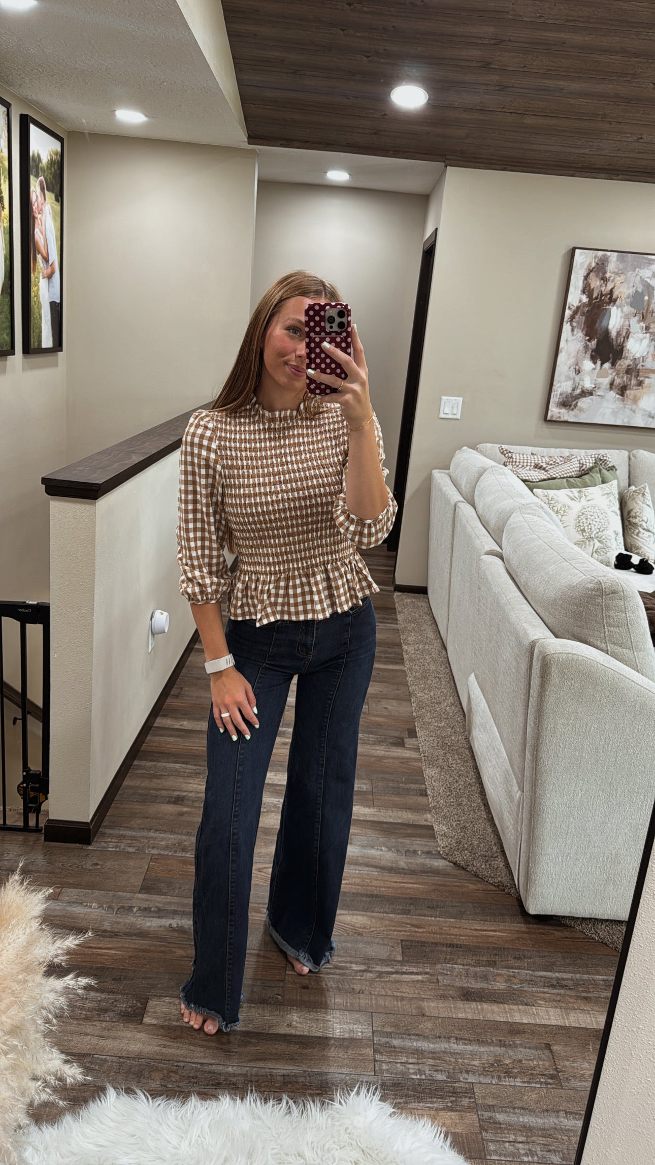Brown Gingham Blouse