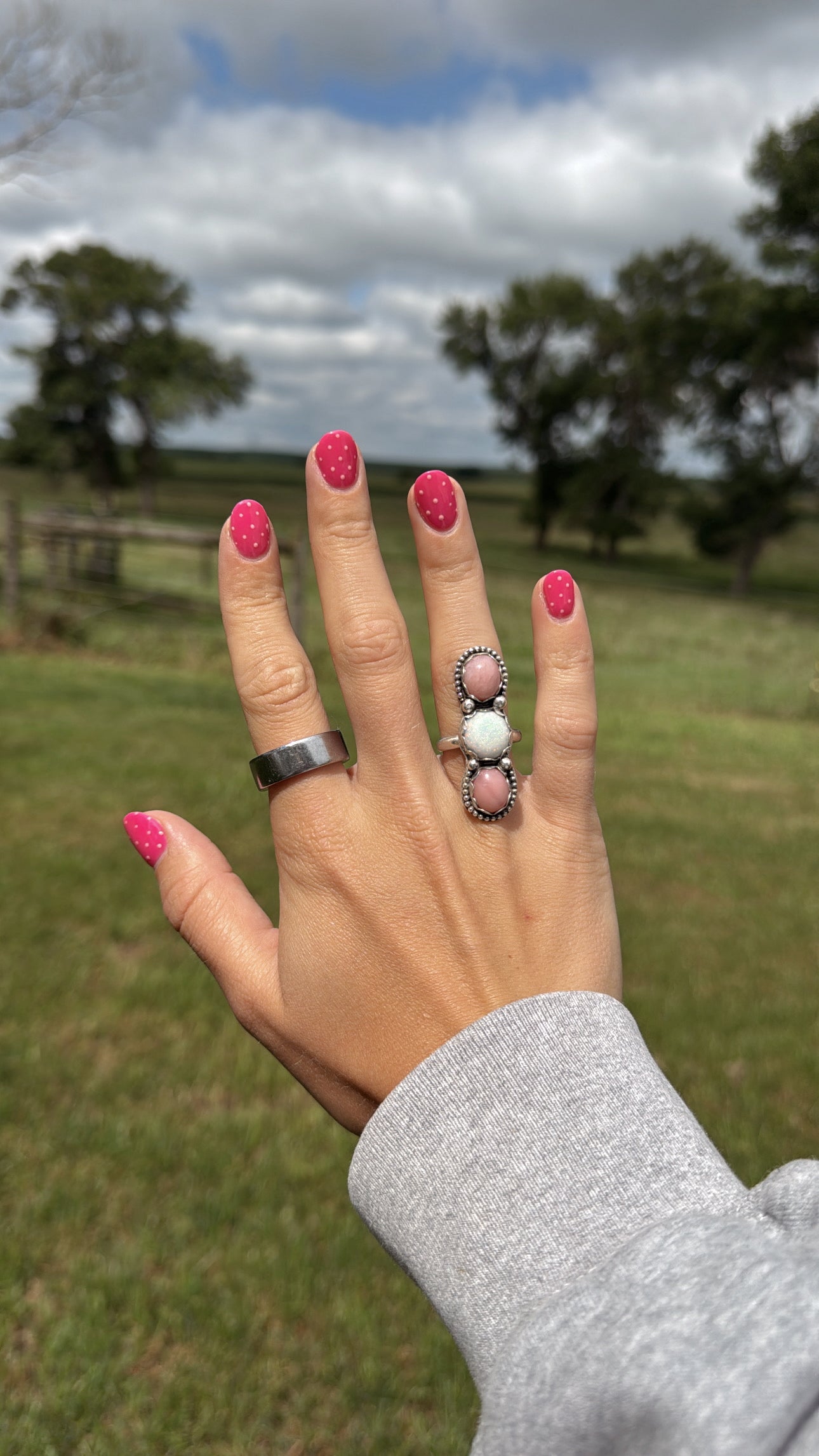 Pink Opal & Opal Ring