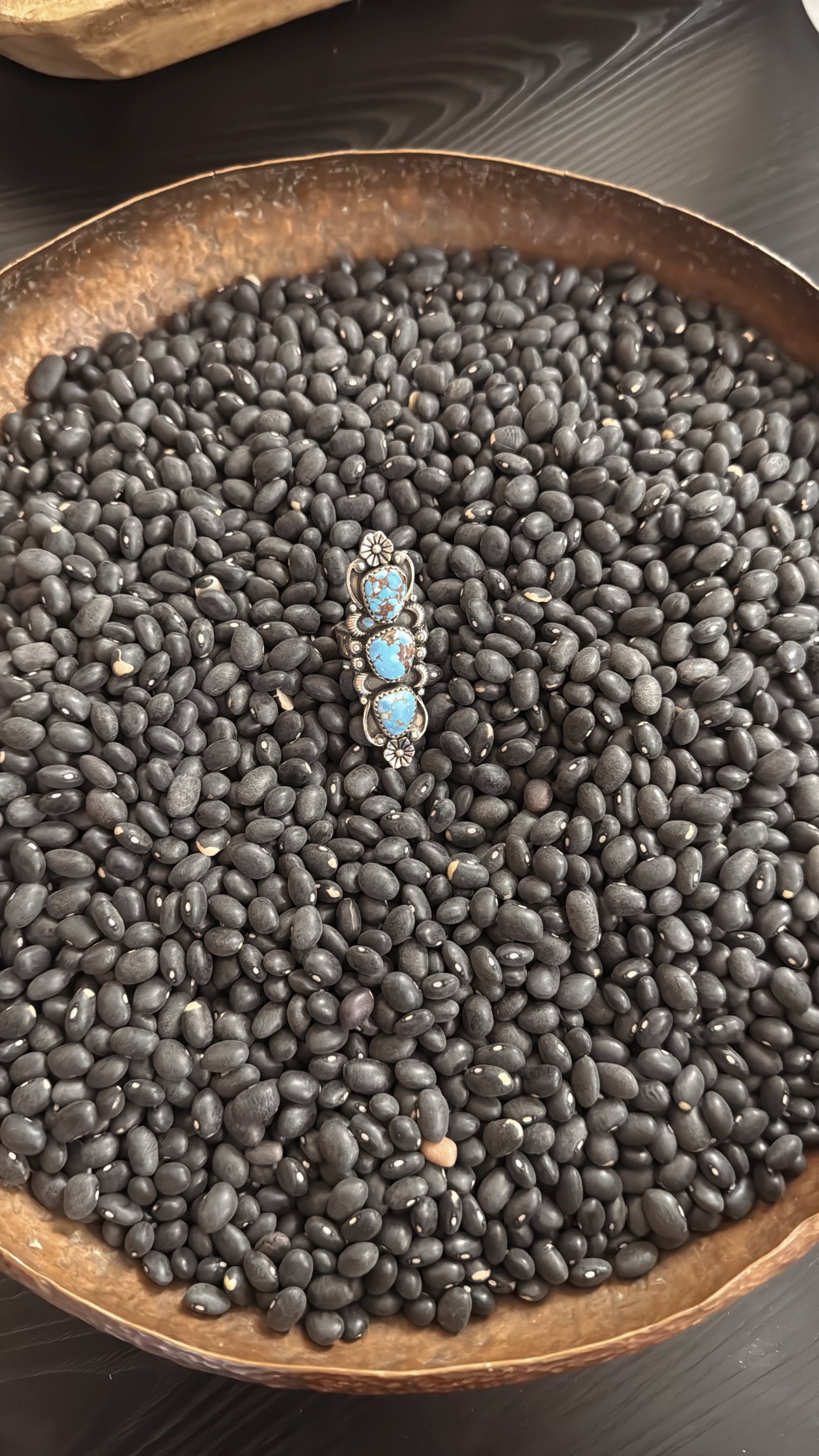 Golden Hills Turquoise & Sterling Silver 3 Stone Adjustable Ring