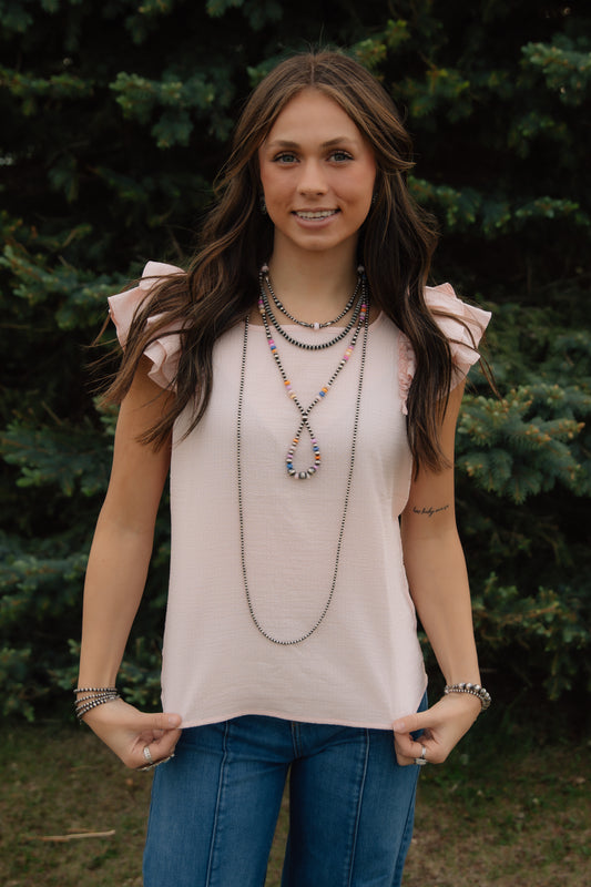 Pink Textured Bow Top