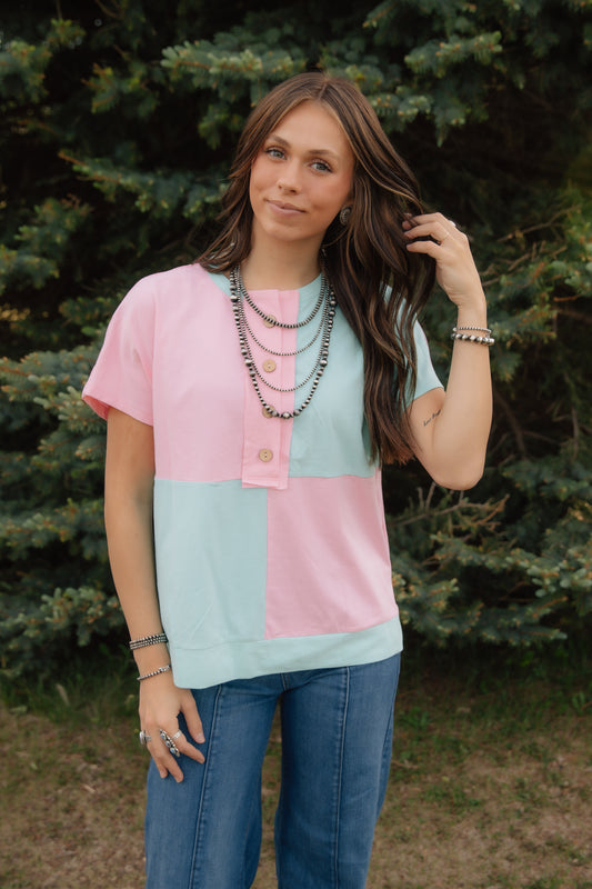 Pink & Green Top