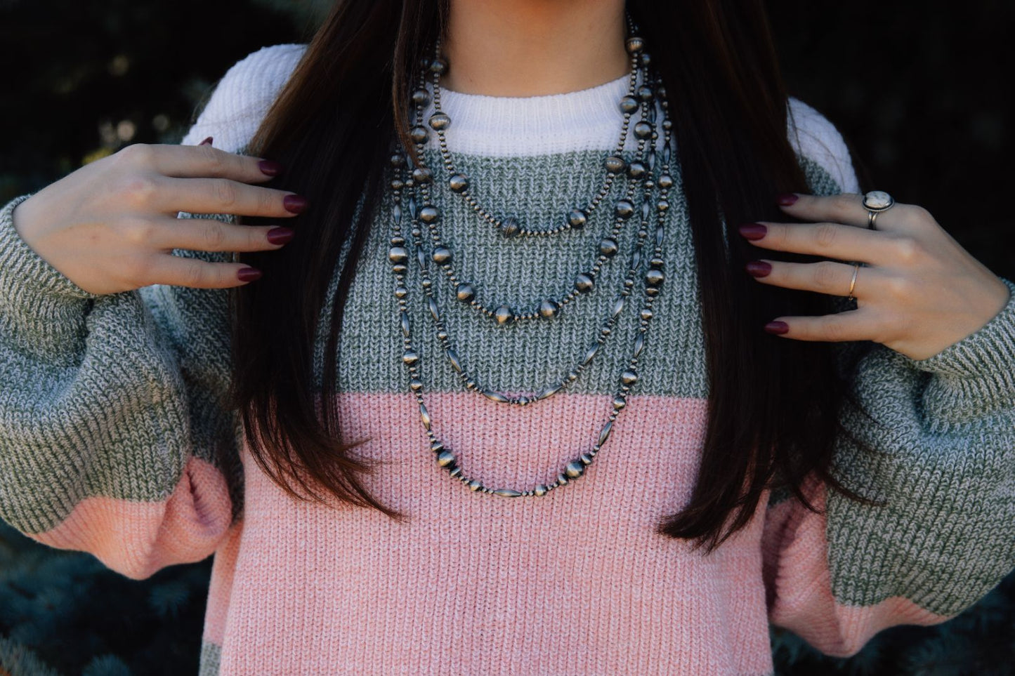 Green Color Block Pullover Sweater