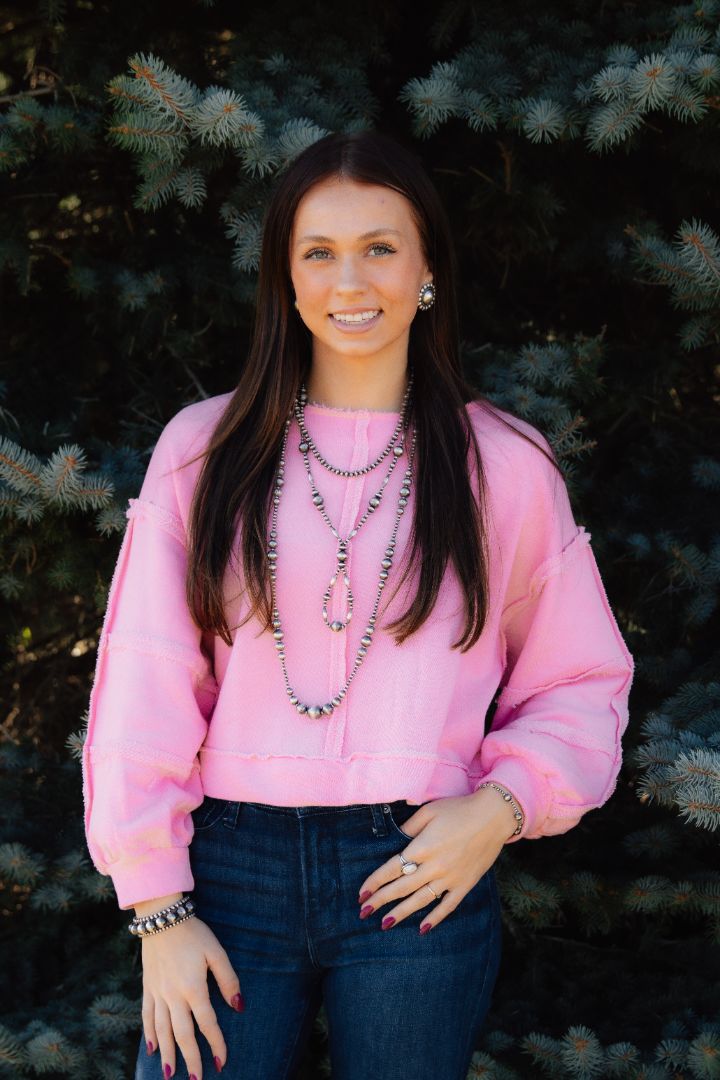 Pink Cropped Sweatshirt