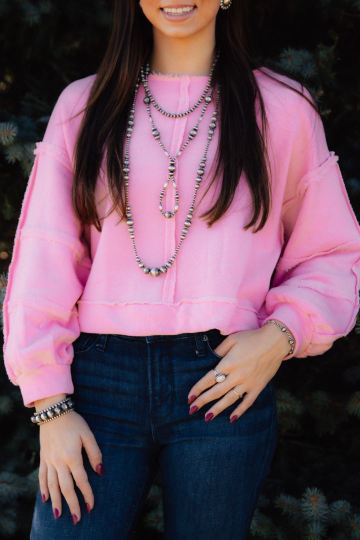 Pink Cropped Sweatshirt