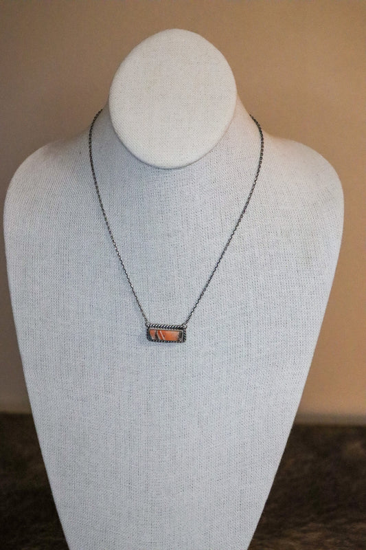 Orange Spiny Bar Necklace