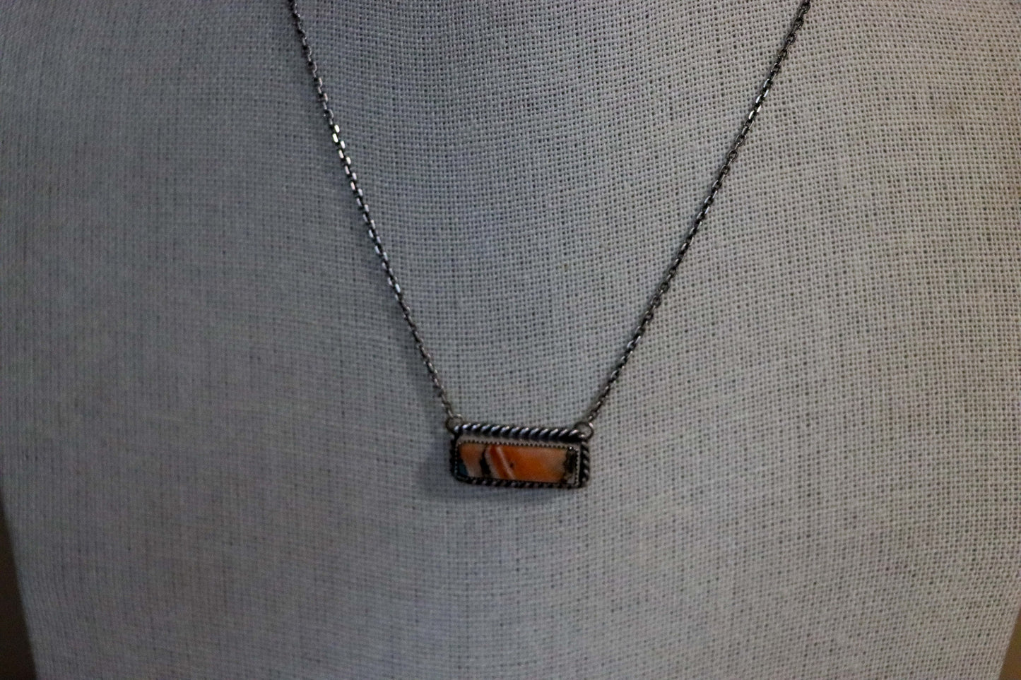 Orange Spiny Bar Necklace