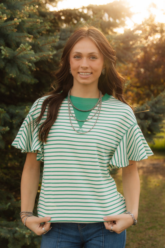 Green Striped Top