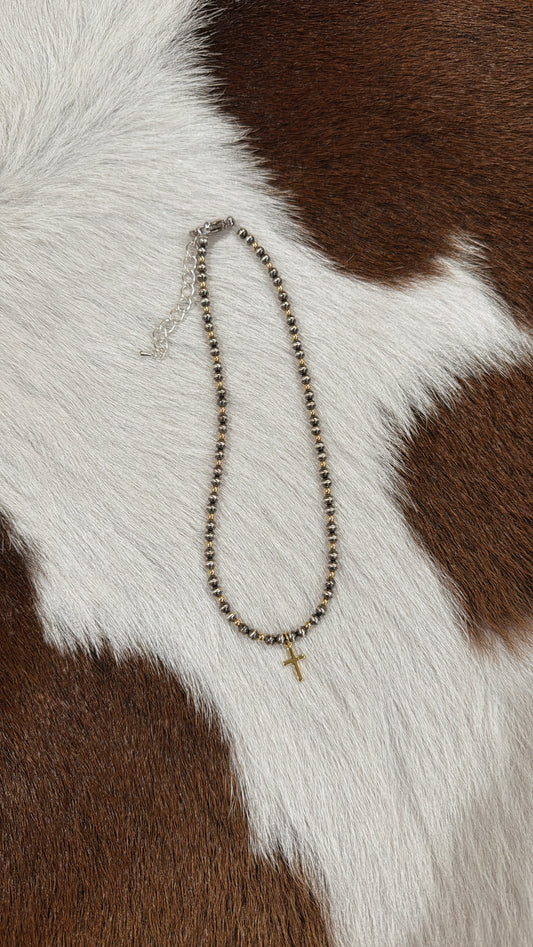 Mixed Metals Cross Necklace