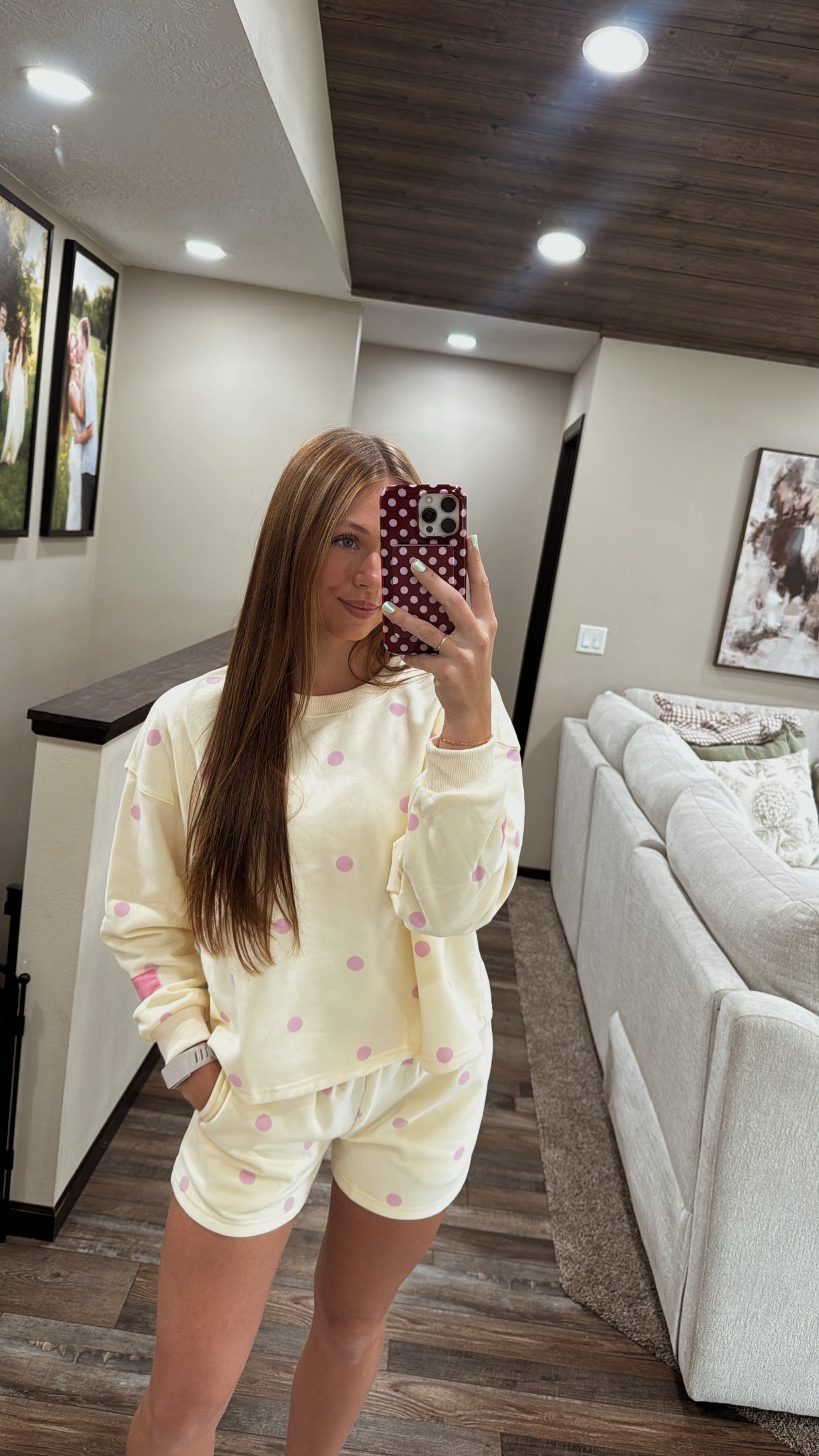Pink/Yellow Polka Dot Set