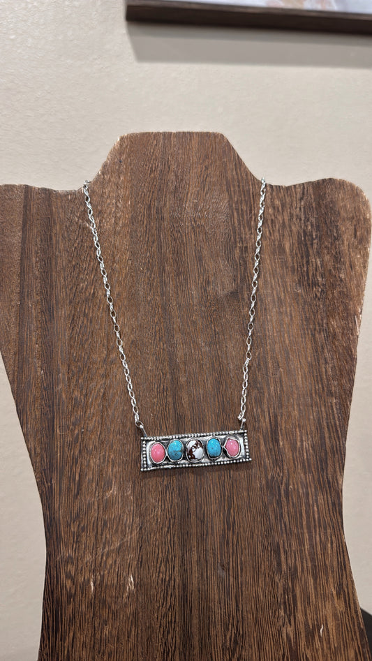 16" Multi Stone Bar Necklace