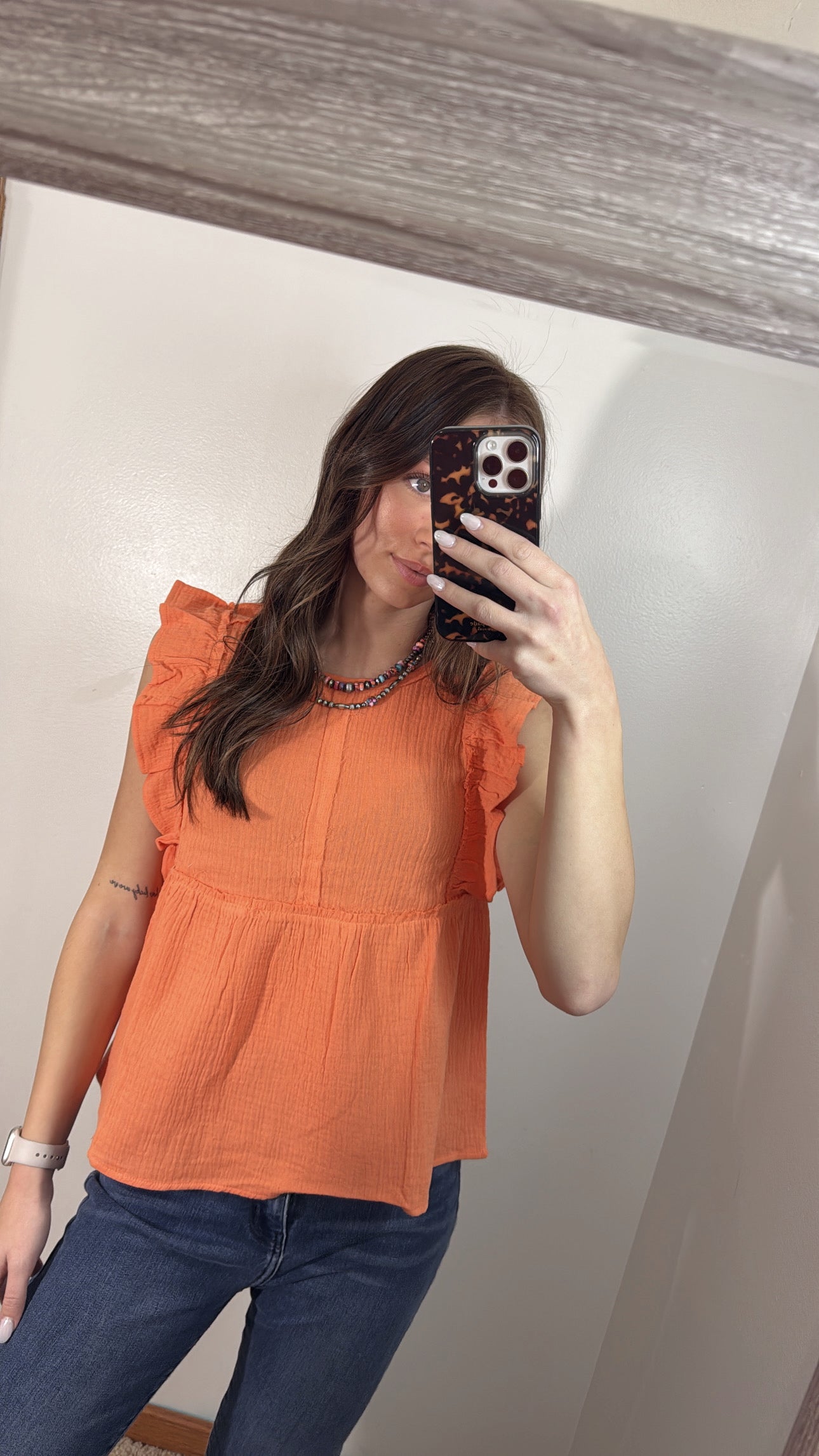 Orange Ruffle Sleeve