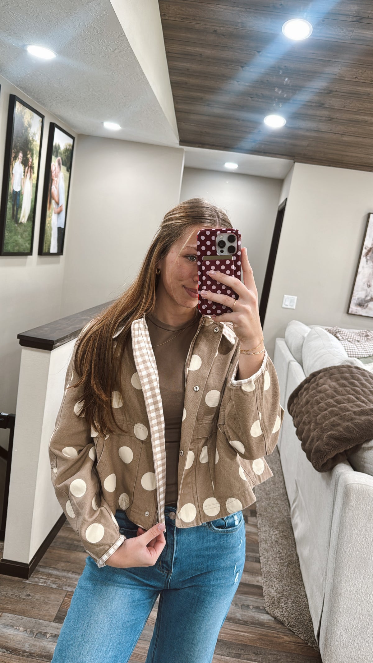 Polka Dot Canvas Fall Jacket
