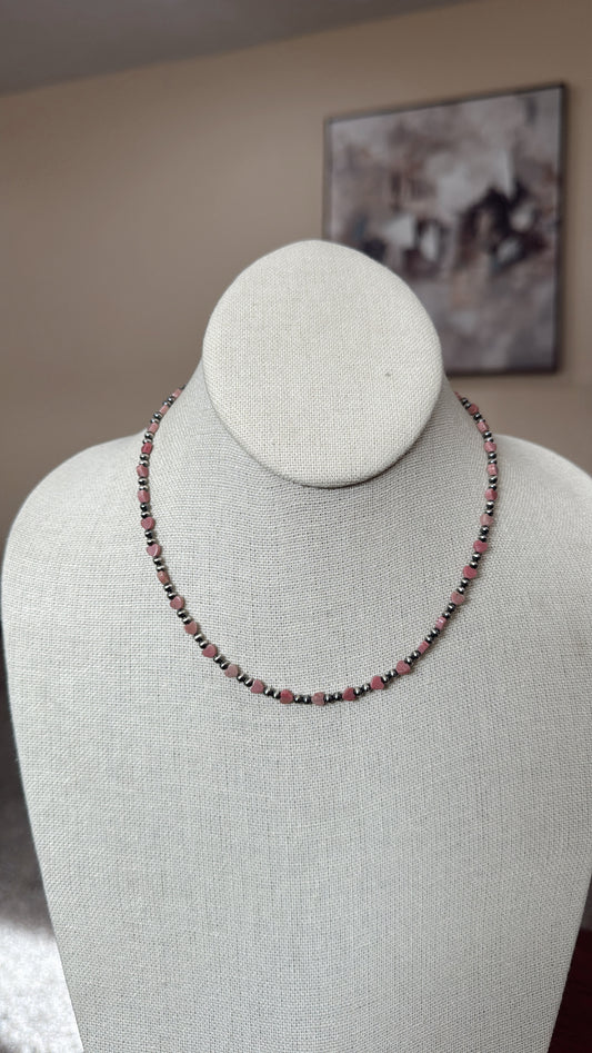 15" Pink Rhodonite Hearts