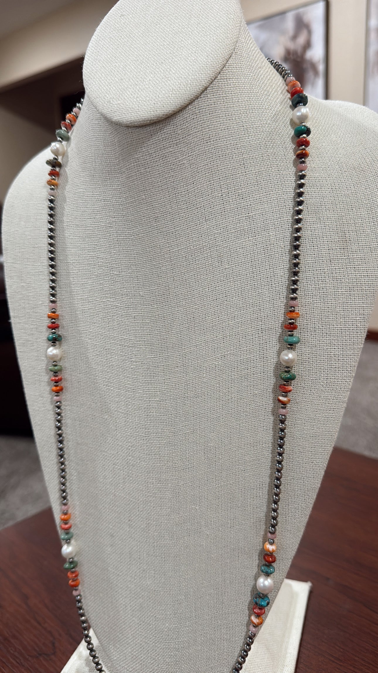 32" Pink Opal/Orange Spiny/Red Spiny/Turquoise/Freshwater Pearls