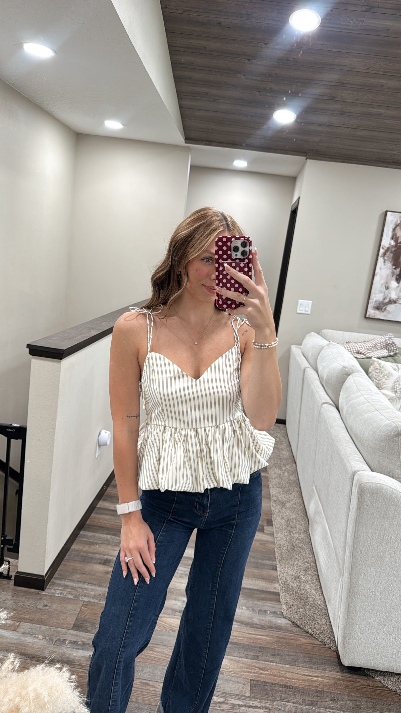 Stripe Printed Ballon Bottom Top