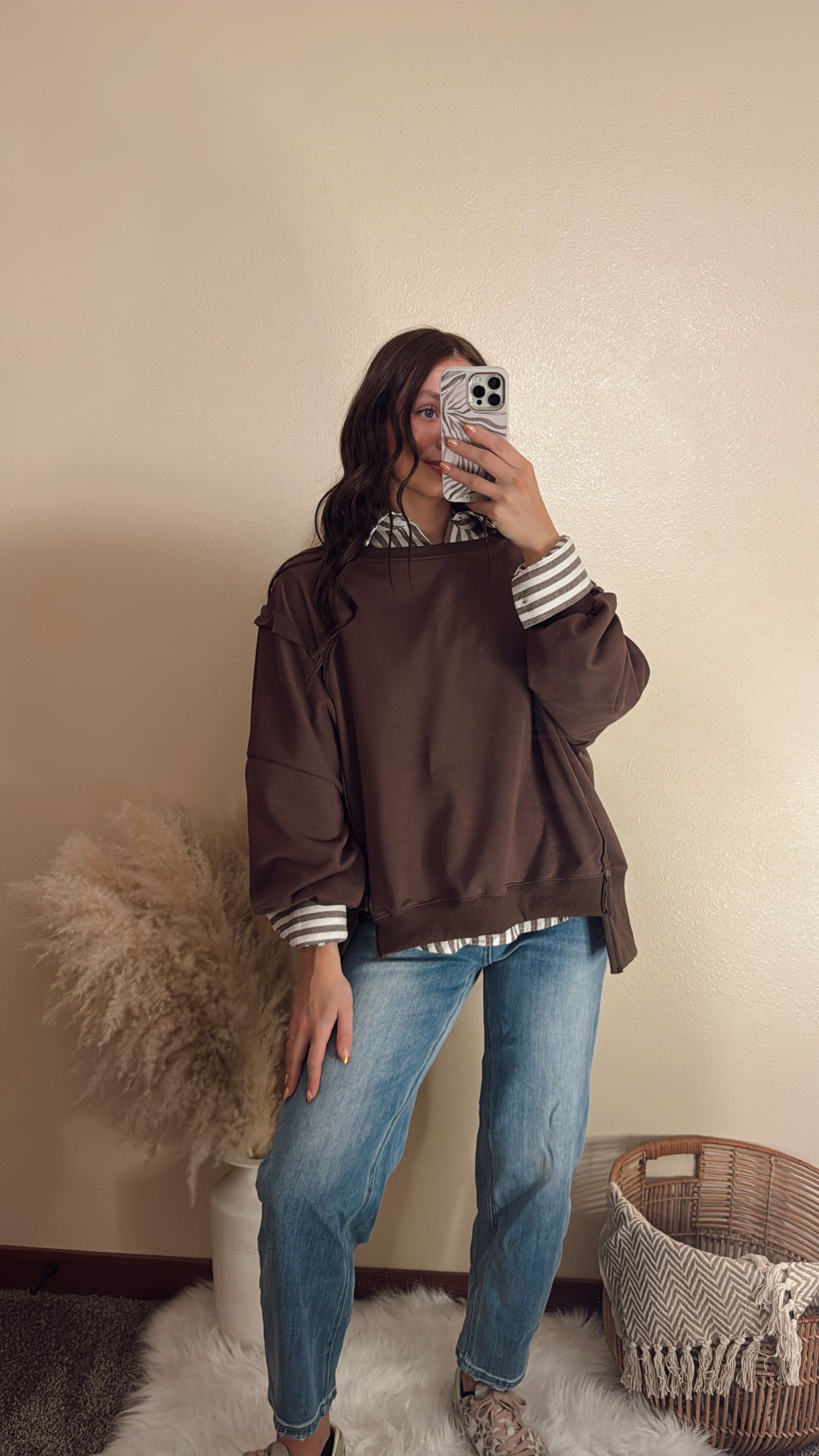 Collared Striped Shirt Top