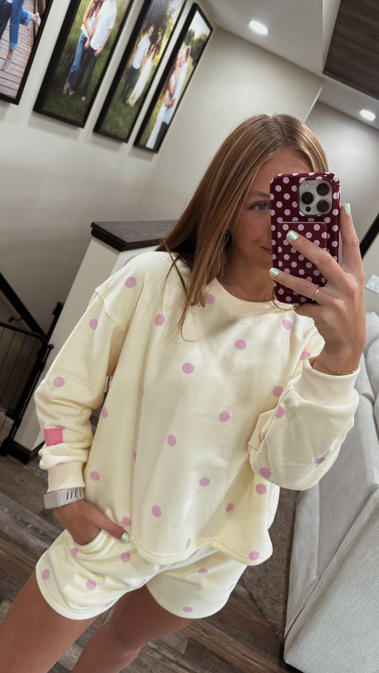 Pink/Yellow Polka Dot Set