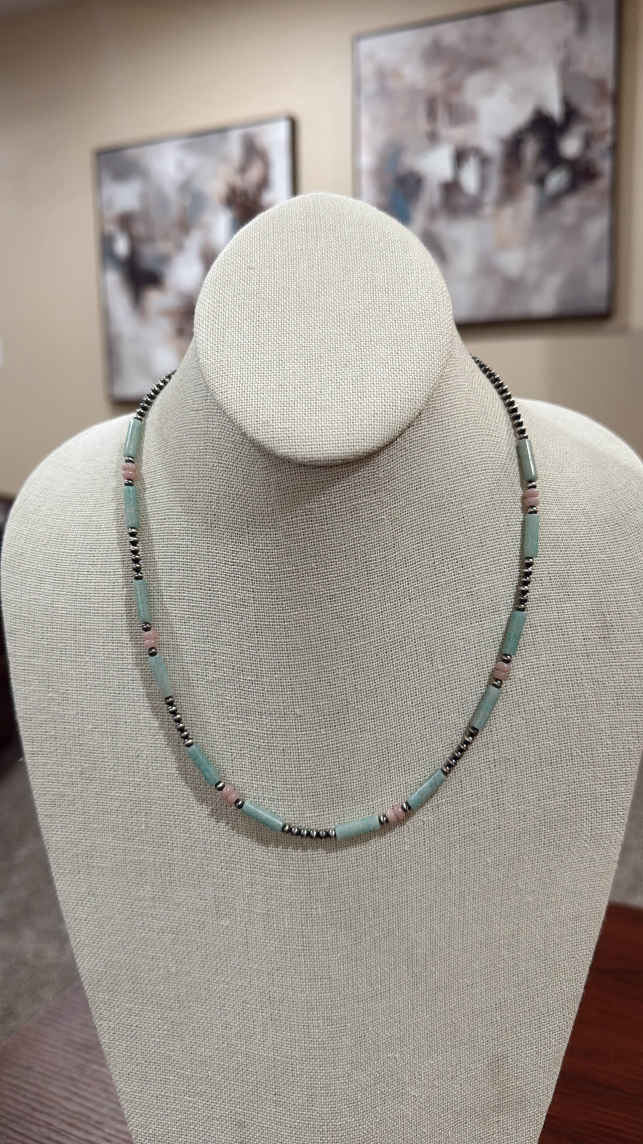 17" Pink Opal & Peruvian Amazonite