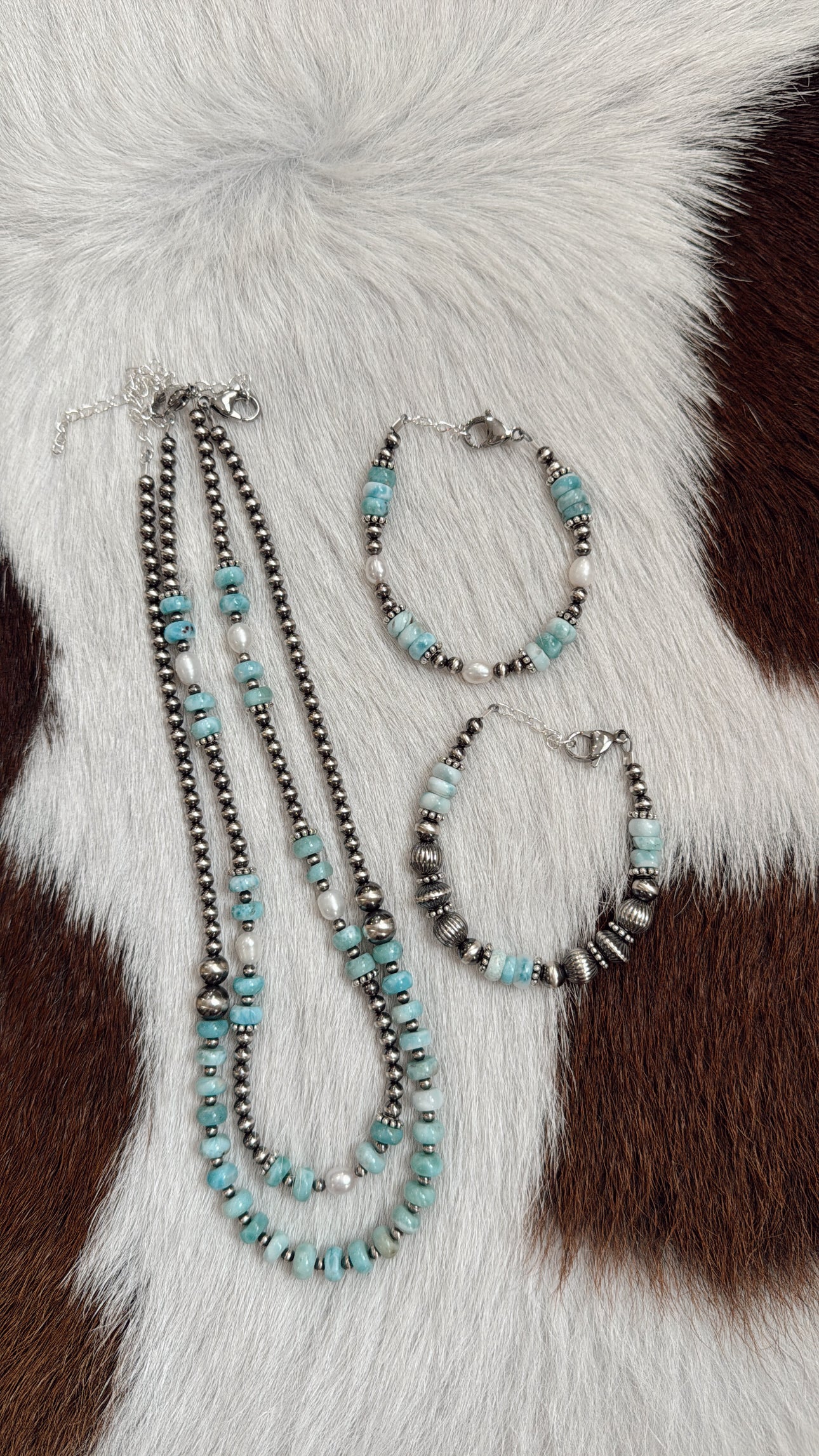 Blue Larimar & Freshwater Pearls Bracelet