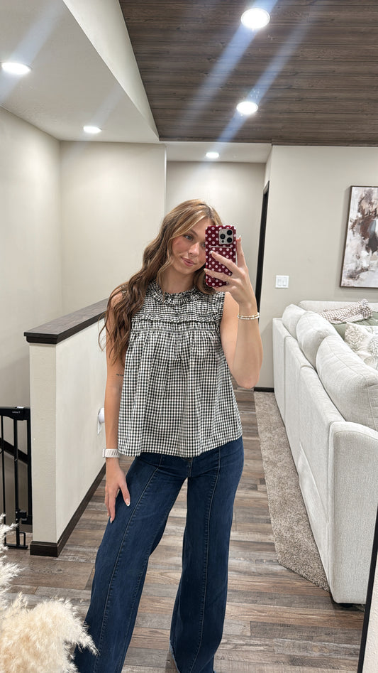 Gingham Ruffle Blouse
