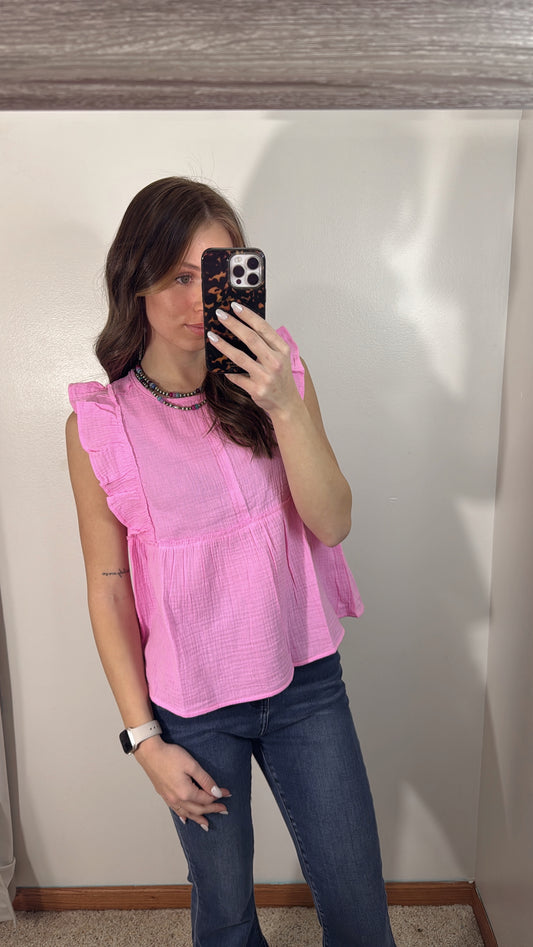 Pink Ruffle Sleeve