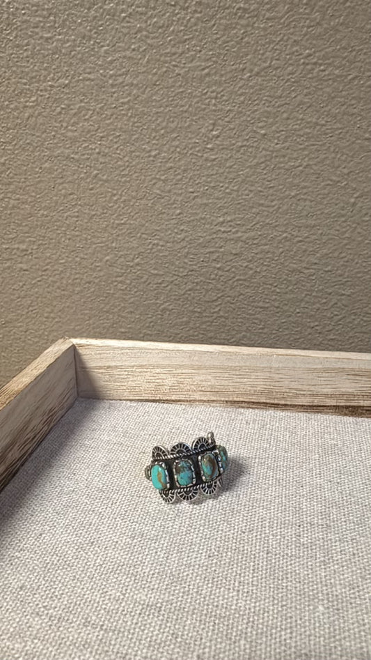 Handmade Turquoise And Sterling Silver Adjustable Ring