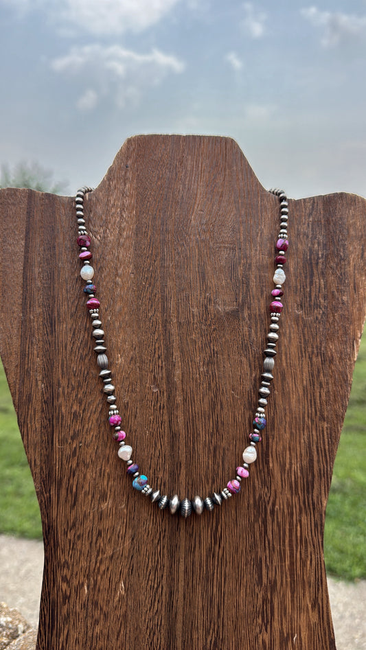 18" Purple Dahlia & Freshwater Pearls