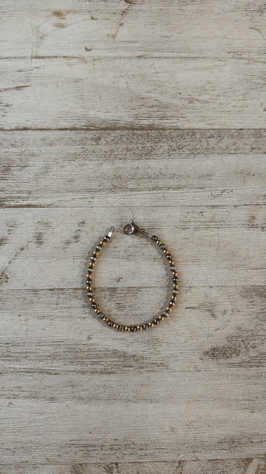 4mm Mixed Metals & Corrugated Rounds Bracelet